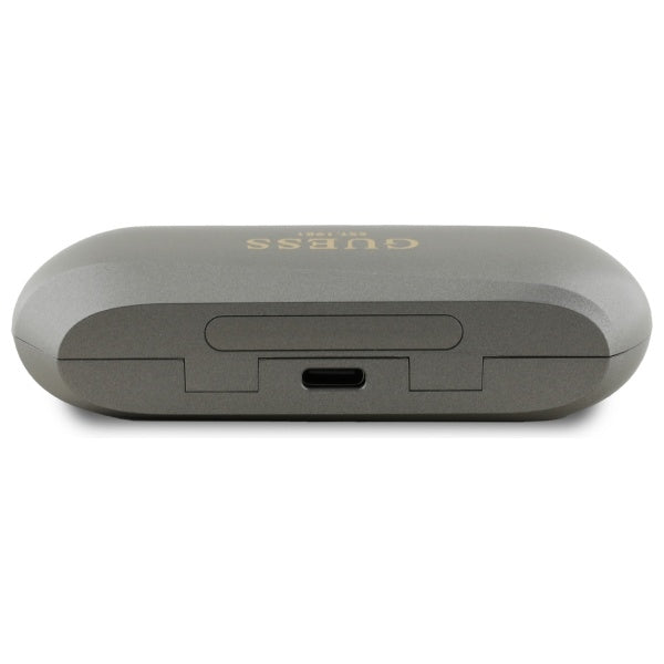 Handsfree Bluetooth Guess Elongated Metallic Printed Logo, TWS, Sivá