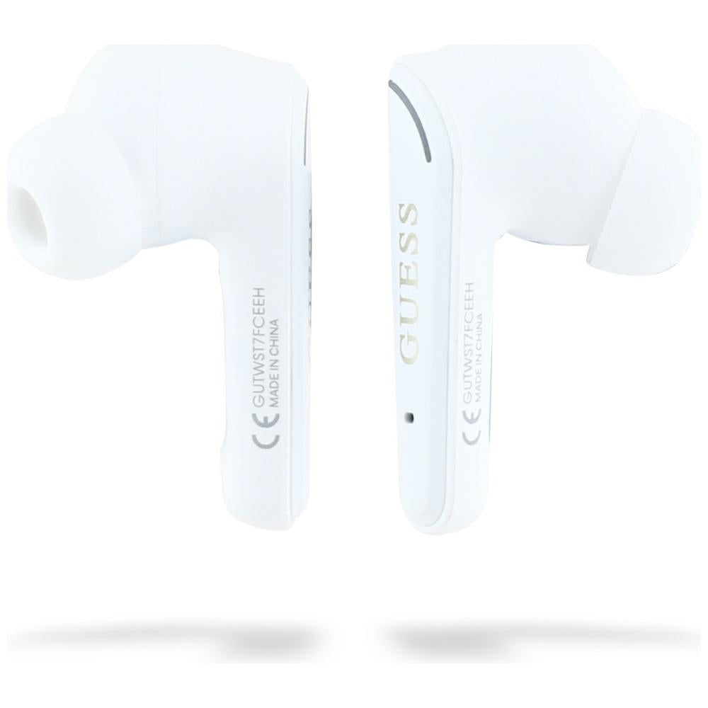 Handsfree Bluetooth Guess Flat Classic Logo Electroplated, TWS, Biela