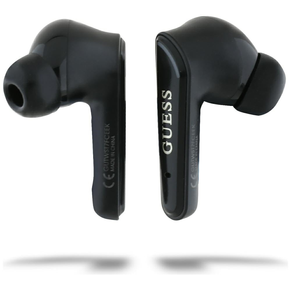 Handsfree Bluetooth Guess Flat Classic Logo Electroplated, TWS, Čierna