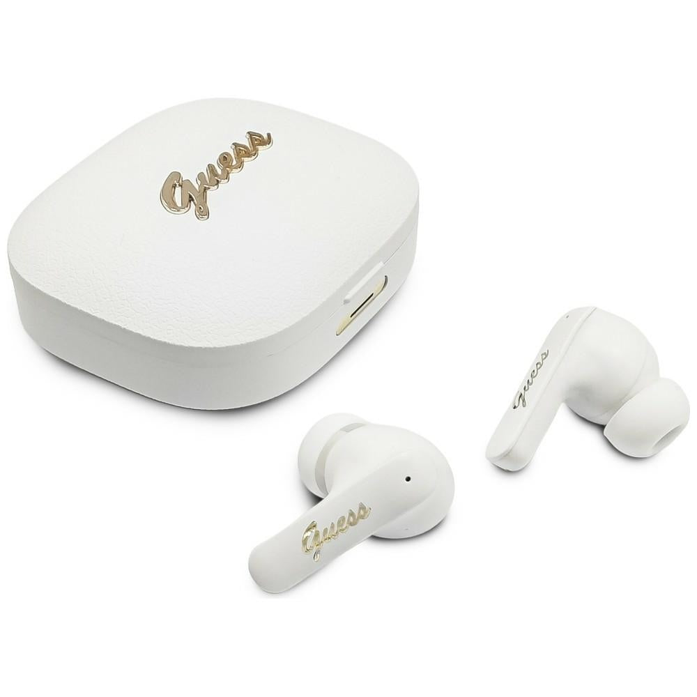 Handsfree Bluetooth Guess Script Metal Logo, TWS, Biela