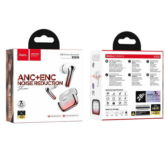 Handsfree Bluetooth HOCO EQ16, TWS, ANC, červené