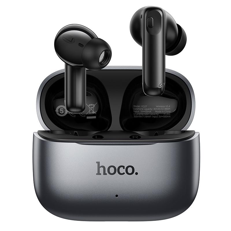 Handsfree Bluetooth HOCO EQ27 AI Preklad, TWS, ANC, Sivá