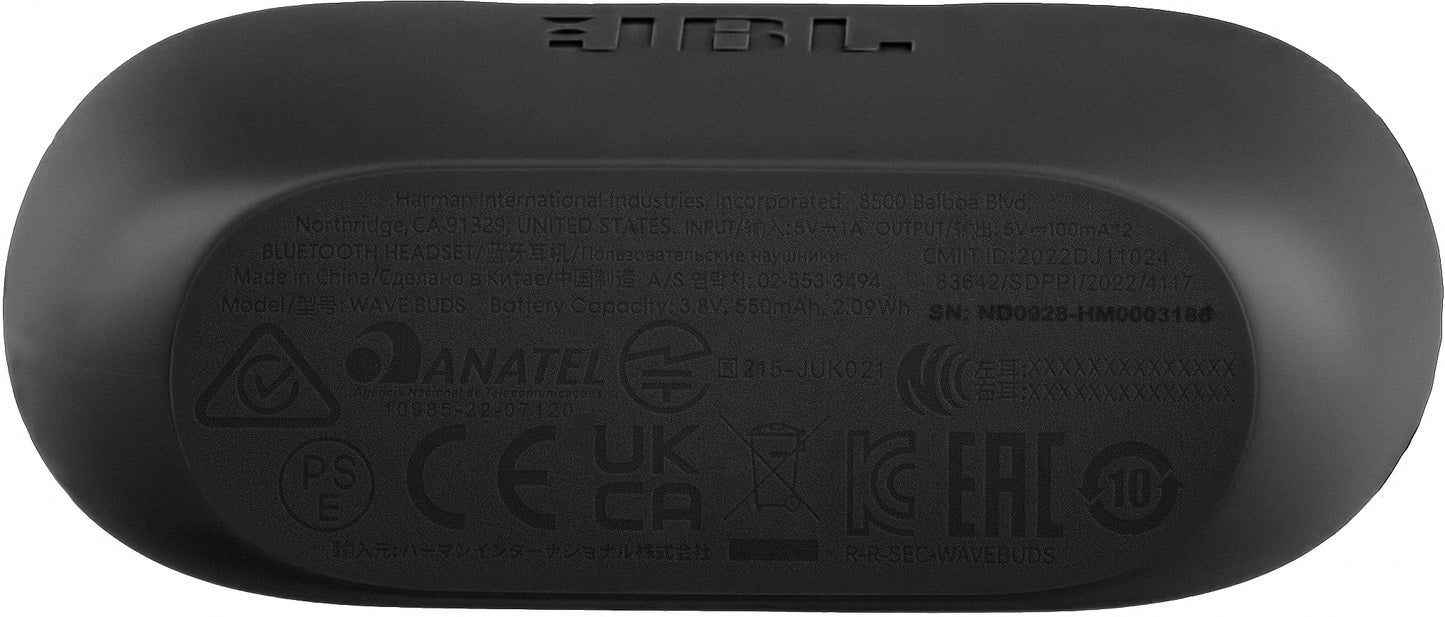 Handsfree Bluetooth JBL Wave Buds, TWS, čierne JBLWBUDSBLK