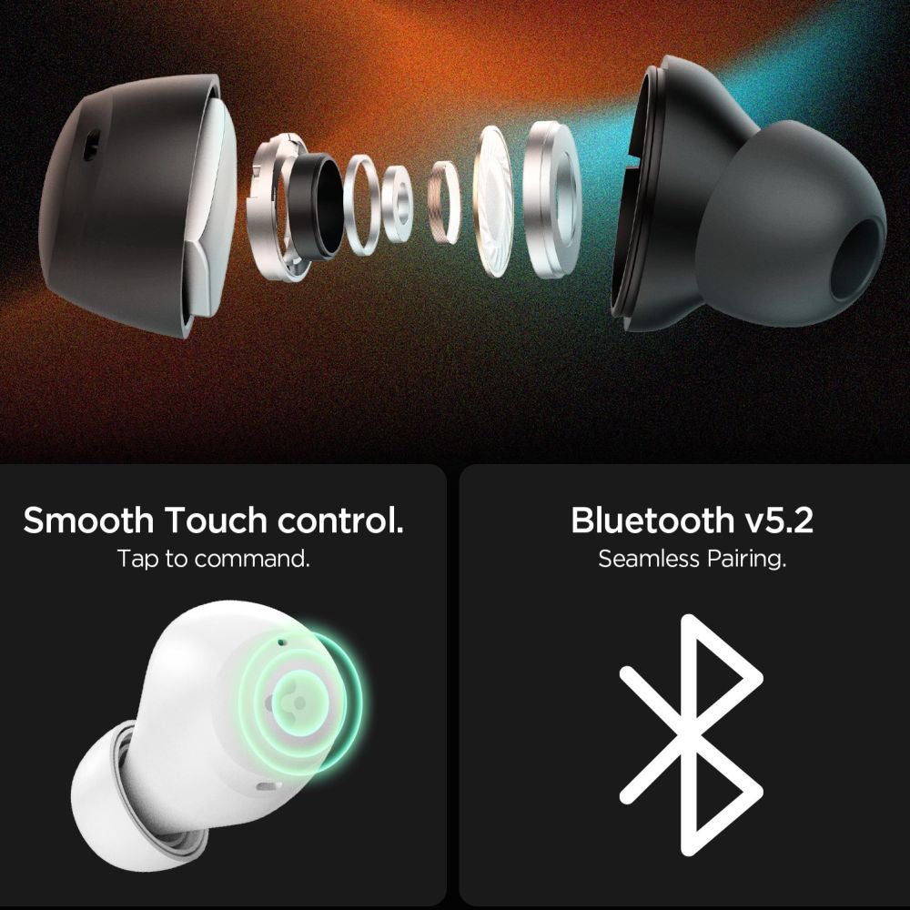 Handsfree Bluetooth Spigen SA2401, TWS, ANC, Čierna ASD07887