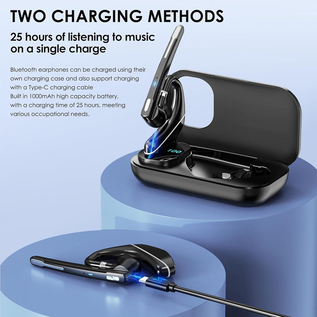 Bluetooth headset Techsuit Hearyo A6L pre call centrum, čierna