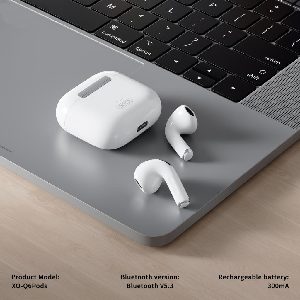 Handsfree Bluetooth XO Design Q6 Pods, TWS, Biely