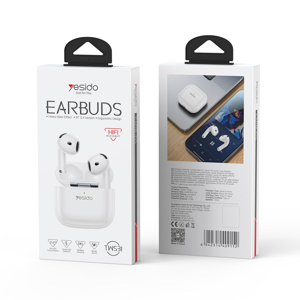 Handsfree Bluetooth Yesido TWS31, TWS, Biela