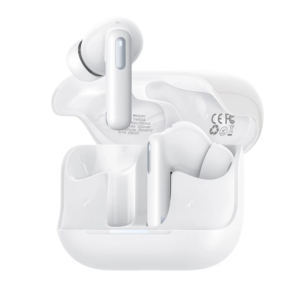 Handsfree Bluetooth Yesido TWS34, TWS, ANC, Biela