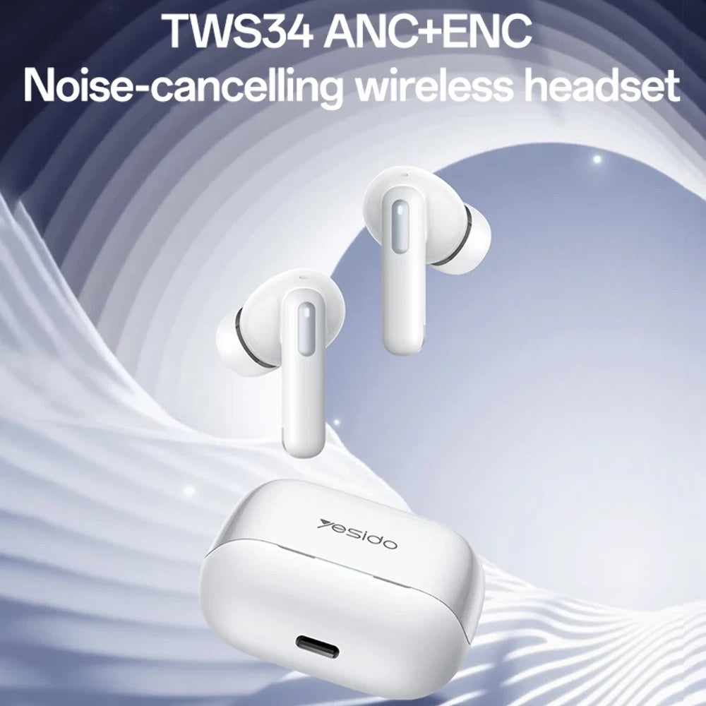 Handsfree Bluetooth Yesido TWS34, TWS, ANC, Biela