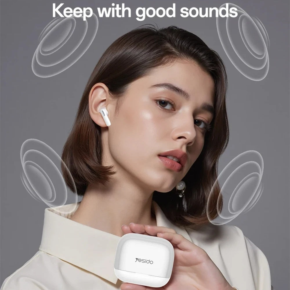 Handsfree Bluetooth Yesido TWS34, TWS, ANC, Biela