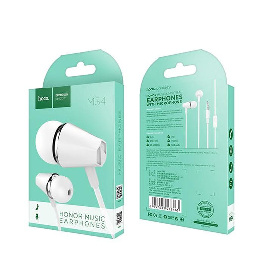 Handsfree 3.5mm HOCO M34 Honor Music, Biela