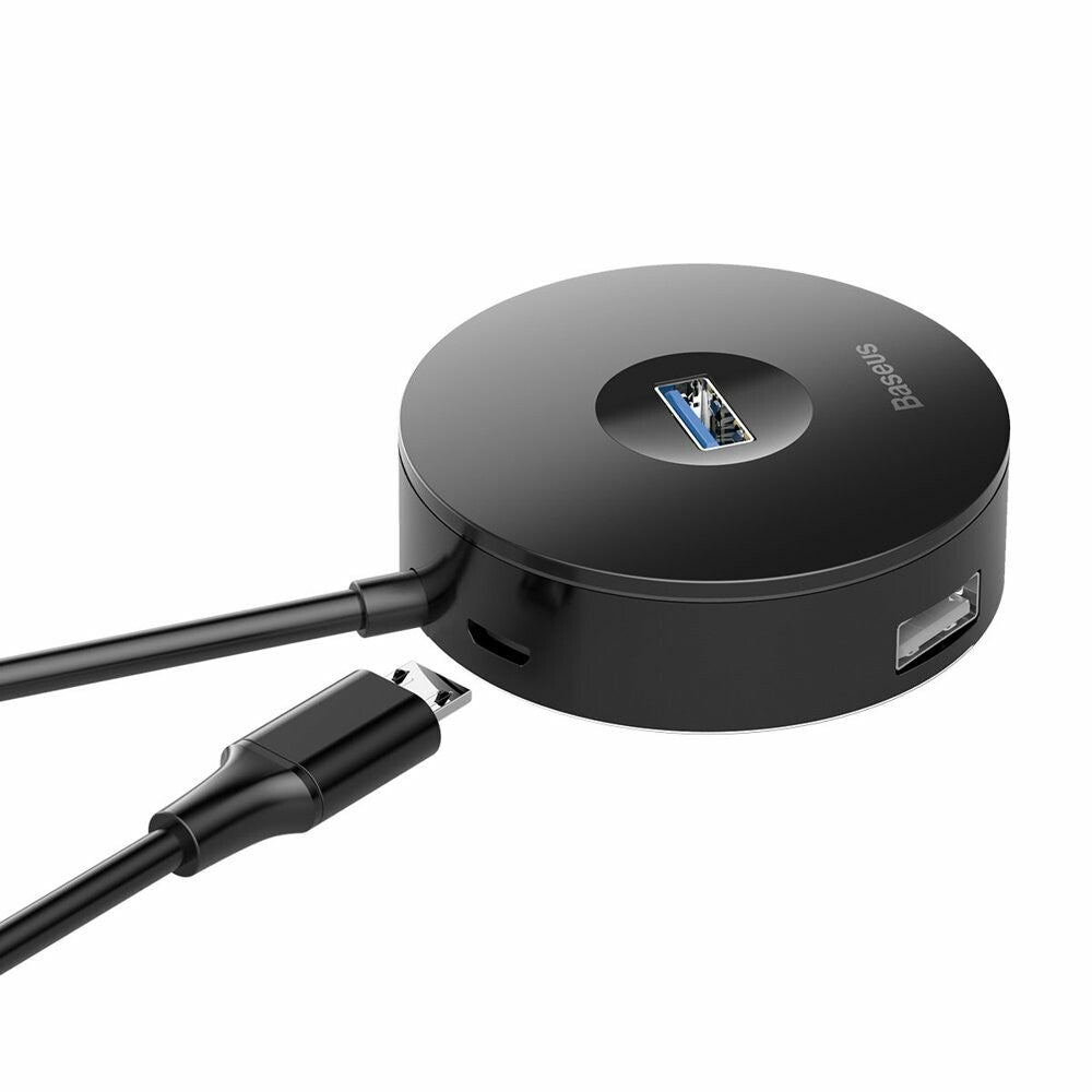 Baseus USB Hub Round, 3 x USB-A - 1 x USB-A 3.0, 1m, Black CAHUB-U01 CAHUB-U01