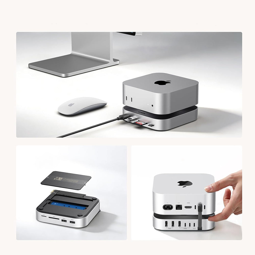 Multifunkčný hub UGREEN CM841A (95094) pre Apple Mac Mini M4 / Pro, 10v1, sivý