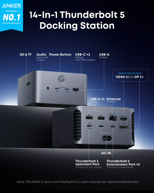 Hub Thunderbolt Anker Prime TB5, 14v1, Sivá A83B53A1