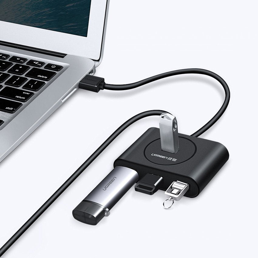 Hub USB UGREEN CR113, 4 x USB-A 3.0, 0.5m, čierny