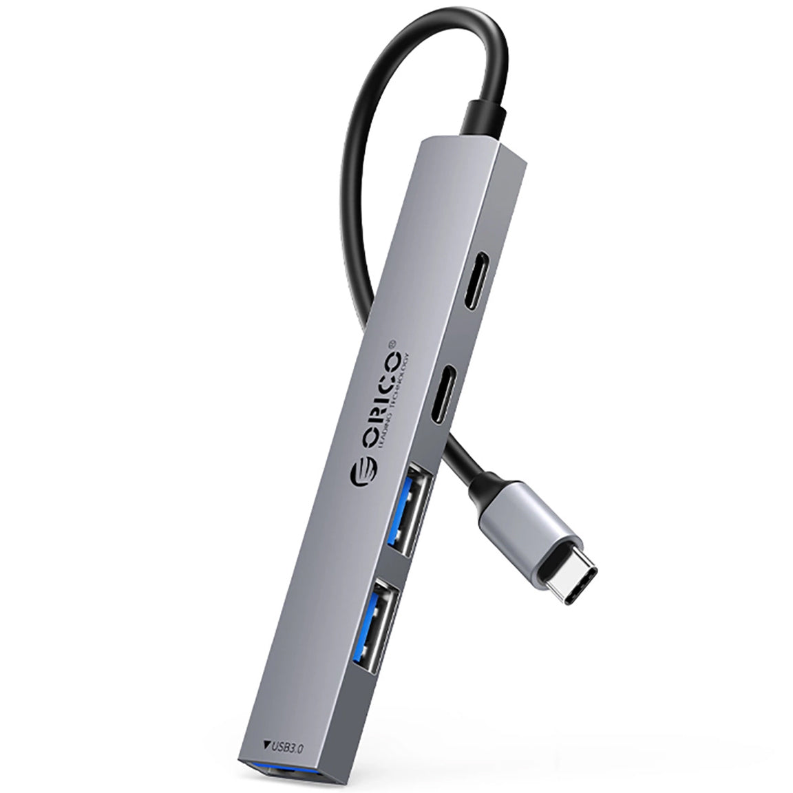 Hub USB-C Orico YSB4-U2, 1 x USB-A 3.0 - 2 x USB-A - 2 x USB-C, Sivý