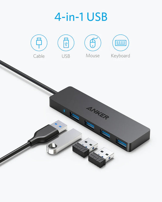 Rozbočovač USB Anker, 4 x USB-A 3.0, čierny A7516016