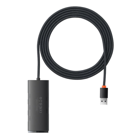 Rozbočovač USB Baseus Lite, 4 x USB-A 3.0 - 1 x USB-C, 2 m, čierny WKQXX030201