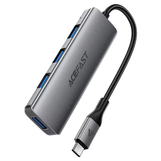Hub USB-C Acefast J15, 4v1, Sivý