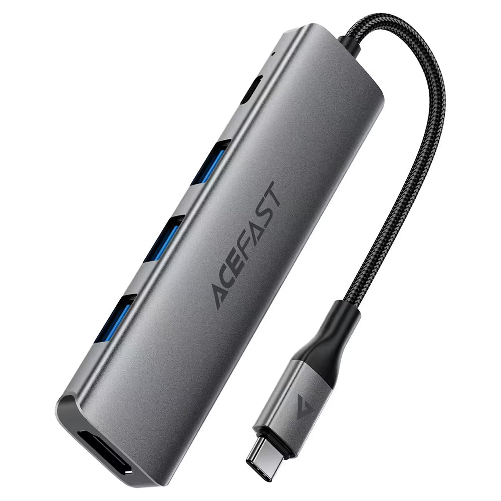 Hub USB-C Acefast J16, 5v1, Sivý