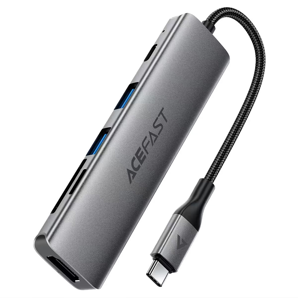 Hub USB-C Acefast J18, 6v1, Sivý