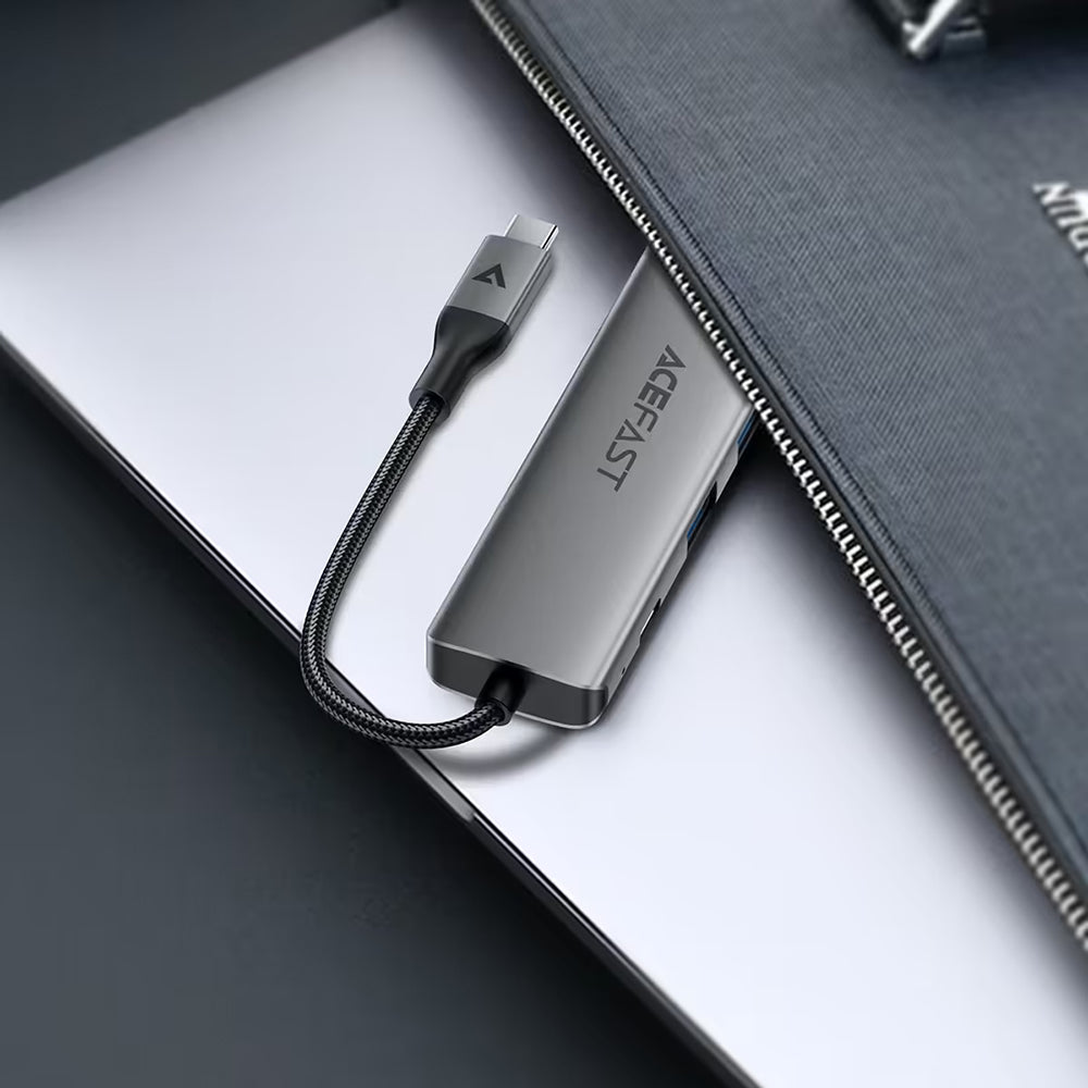 Hub USB-C Acefast J18, 6v1, Sivý