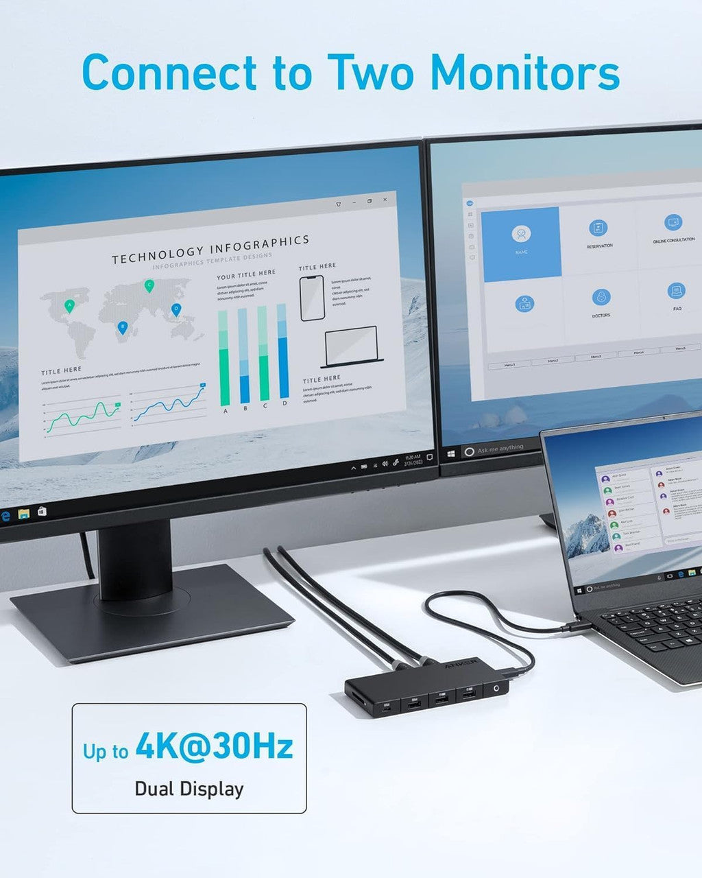 Hub USB-C Anker, 1 x USB-A 3.0 - 2 x USB-A - 3 x USB-C - 2 x HDMI - 1 x RJ45 - 1 x SD, Čierny A83A2G11