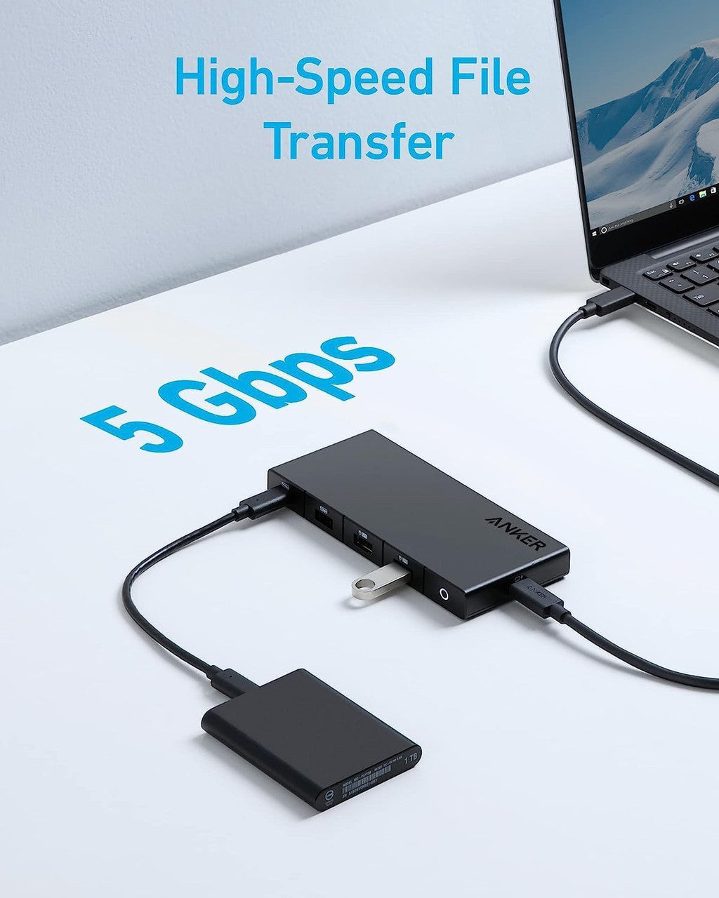 Hub USB-C Anker, 1 x USB-A 3.0 - 2 x USB-A - 3 x USB-C - 2 x HDMI - 1 x RJ45 - 1 x SD, Čierny A83A2G11