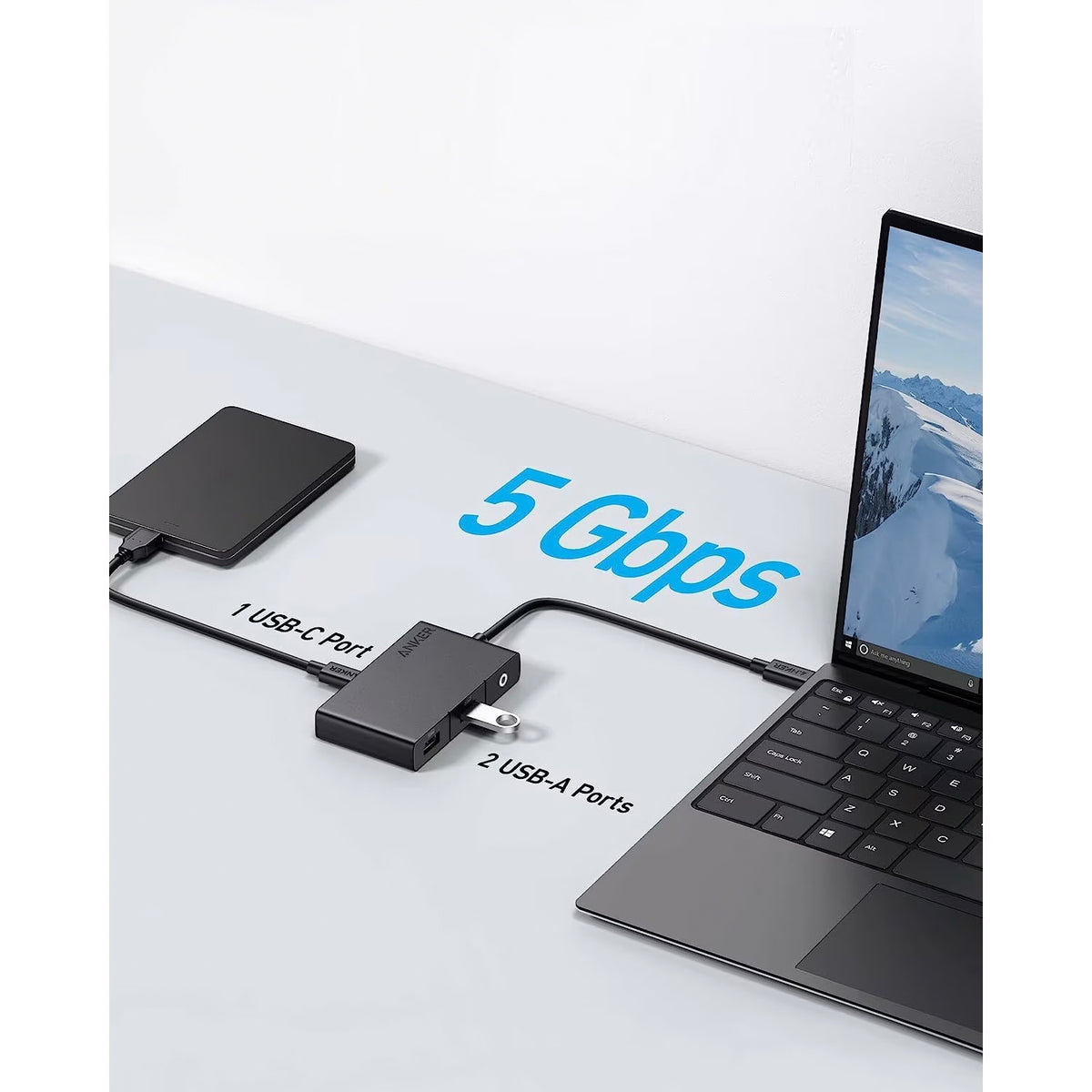 USB-C rozbočovač Anker 332, 2 x USB-A - 2 x USB-C - 1 x HDMI, čierny A8356G11