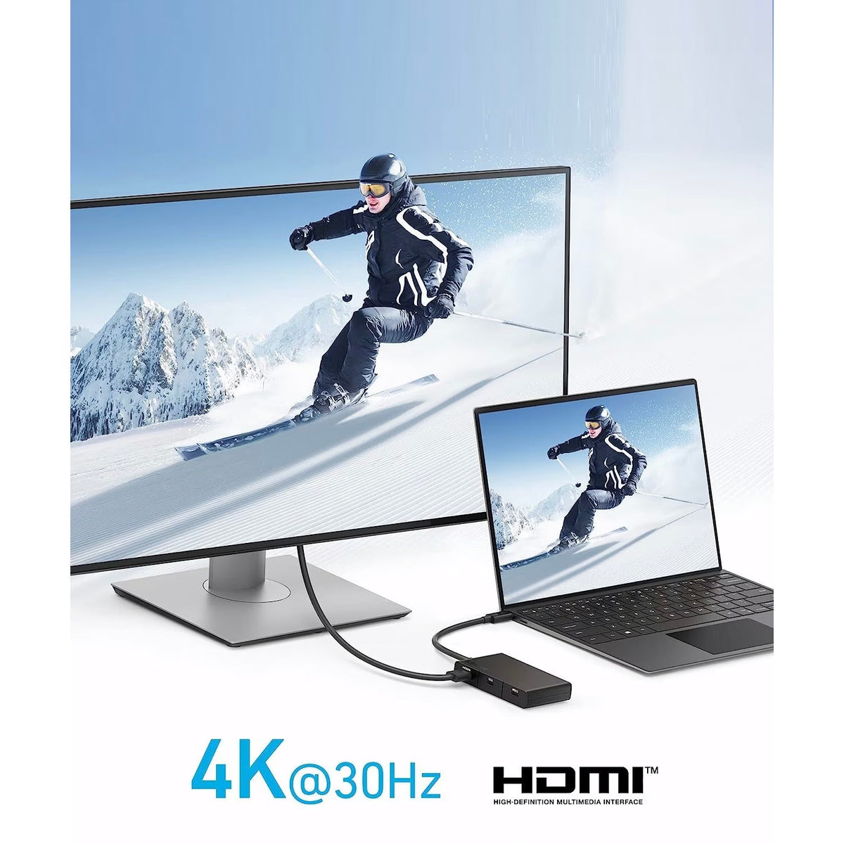 USB-C rozbočovač Anker 332, 2 x USB-A - 2 x USB-C - 1 x HDMI, čierny A8356G11