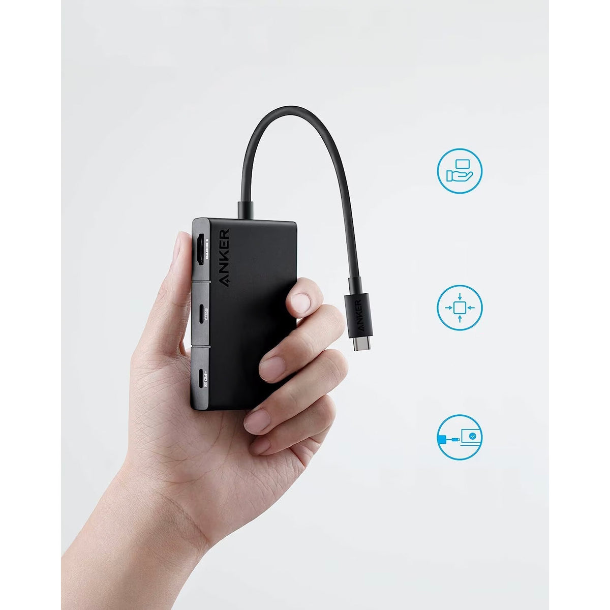 USB-C rozbočovač Anker 332, 2 x USB-A - 2 x USB-C - 1 x HDMI, čierny A8356G11