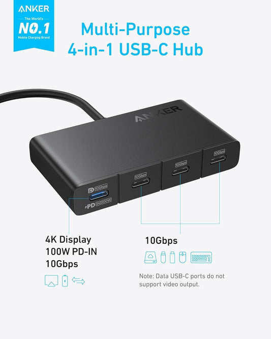 Anker USB-C rozbočovač, 4 x USB-C, čierny A8340GA1
