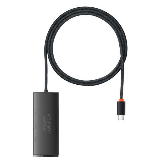 Baseus Lite USB-C rozbočovač, 4 x USB-A 3.0 - 1 x USB-C, 1 m, čierny WKQXX030401