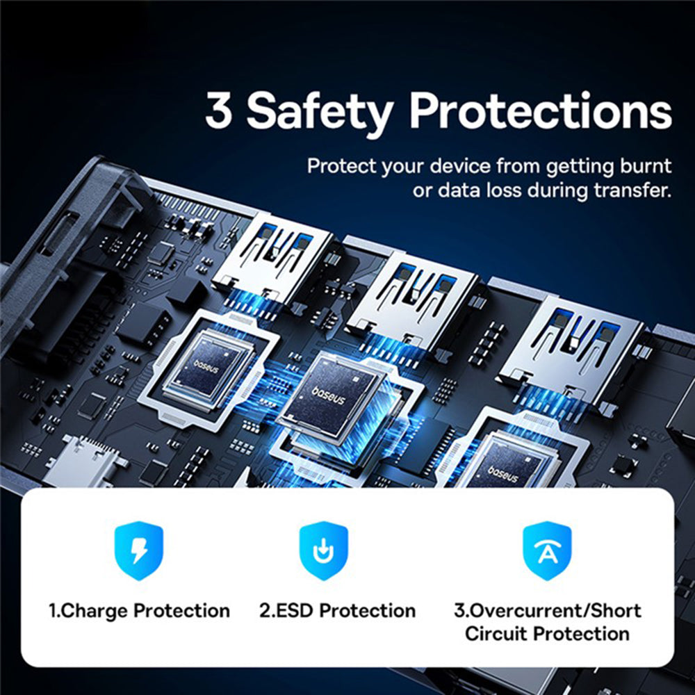 Hub USB-C Baseus UltraJoy, 4 x USB-A 3.0 - 1 x USB-C - 1 x HDMI - 1 x VGA, Sivý B00052803811-01