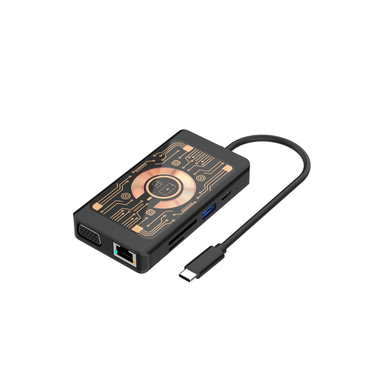 USB-C hub s bezdrôtovým nabíjaním QI Qualo QTPB5-HUB-18, 9v1, Sivý