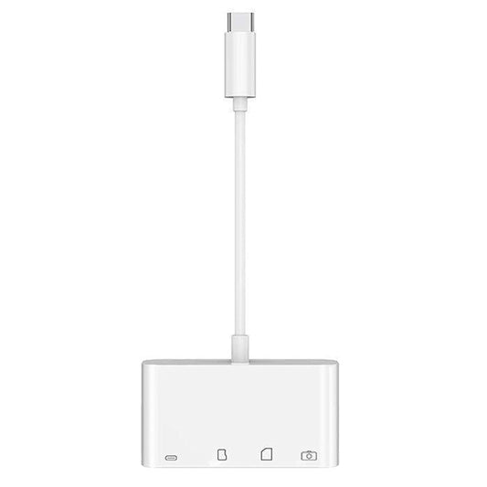 Rozbočovač USB-C OEM NK108LTC, 1 x USB-A - 1 x USB-C - 1 x SD - 1 x microSD, biely
