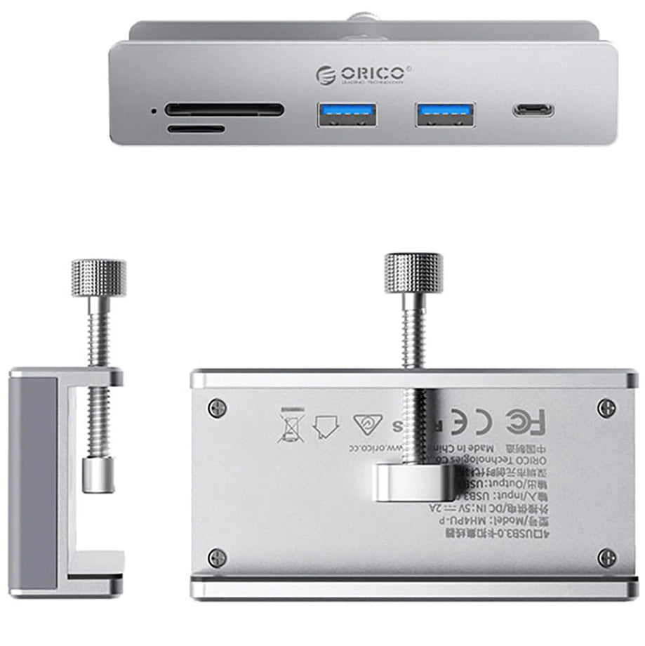 Hub USB-C Orico MH5PC Clamp, 2 x USB-A 3.2 - 1 x USB-C - 1 x SD - 1 x microSD, Strieborný