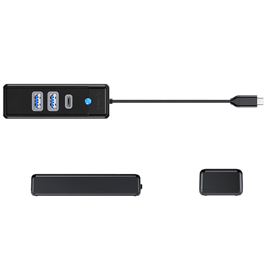 Hub USB-C Orico PWC2U-C3, 2 x USB-A 3.0 - 1 x USB-C, čierny