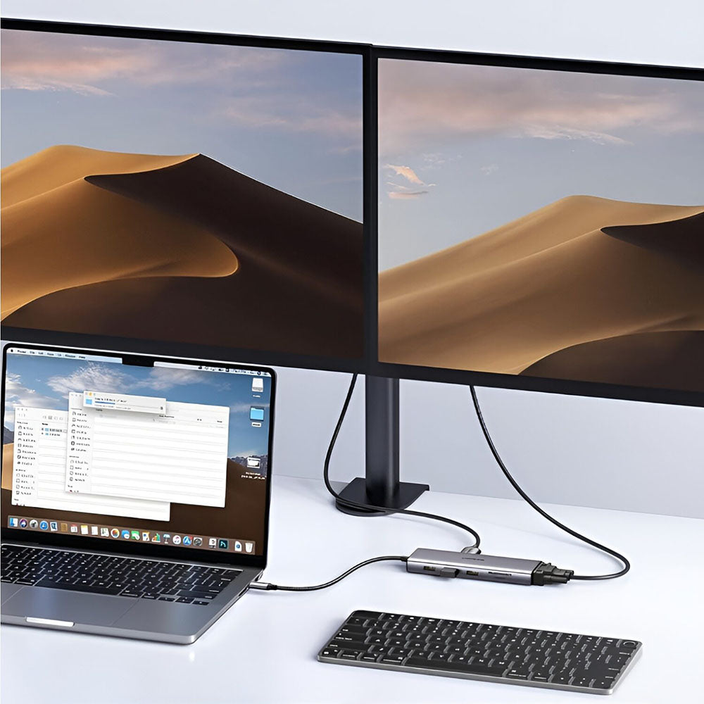 Hub USB-C UGREEN CM498 (15600), 3 x USB-A 3.0 - 1 x USB-C - 1 x HDMI - 1 x VGA - 1 x RJ45 - 1 x SD - 1 x microSD, Sivý