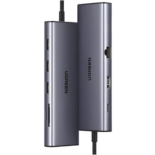 Hub USB-C UGREEN CM498 (15600), 3 x USB-A 3.0 - 1 x USB-C - 1 x HDMI - 1 x VGA - 1 x RJ45 - 1 x SD - 1 x microSD, Sivý