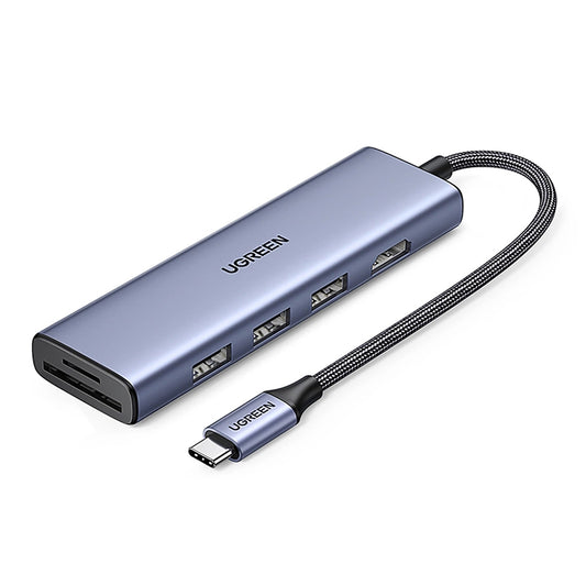 Hub USB-C UGREEN CM511 (20956A), 3 x USB-A 3.0 - 1 x HDMI - 1 x SD - 1 x microSD, Sivý