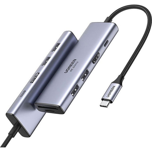 Hub USB-C UGREEN CM511 (60384), 2 x USB-A 3.0 - 1 x USB-C - 1 x HDMI - 1 x SD - 1 x microSD, Sivý