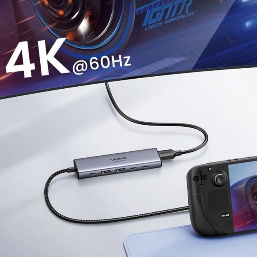 Hub USB-C UGREEN CM511 (35999), 2 x USB-A 3.2 - 3 x USB-C - 1 x HDMI, Sivý