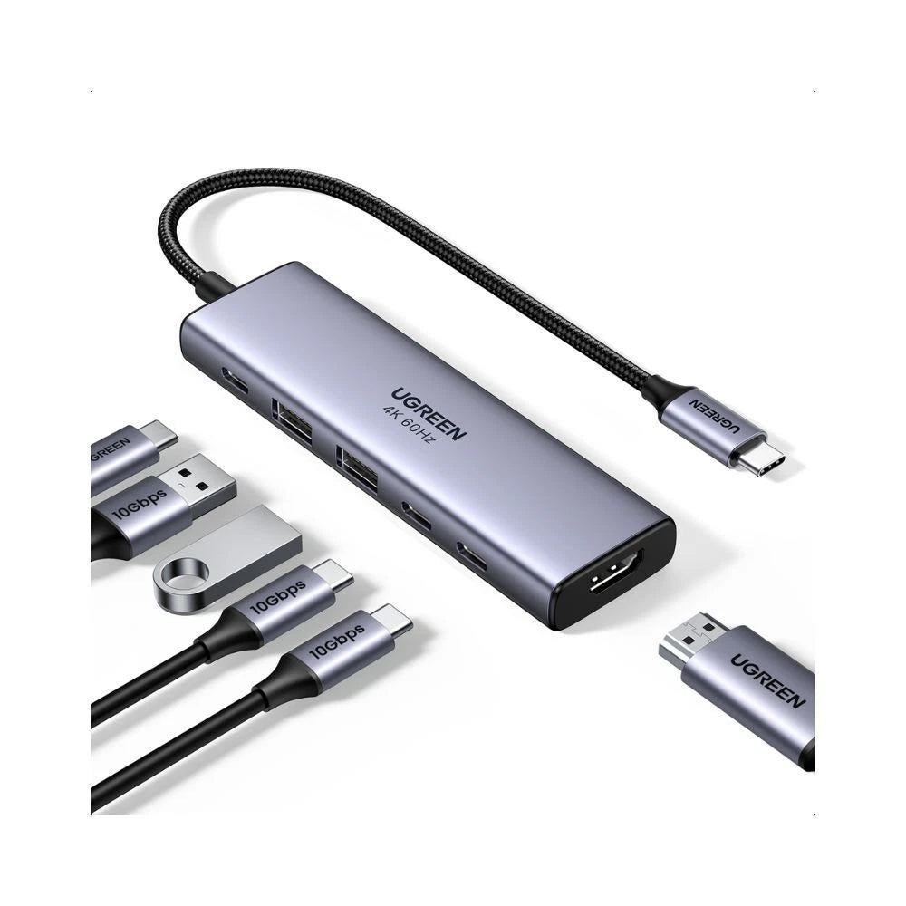 Hub USB-C UGREEN CM511 (35999), 2 x USB-A 3.2 - 3 x USB-C - 1 x HDMI, Sivý