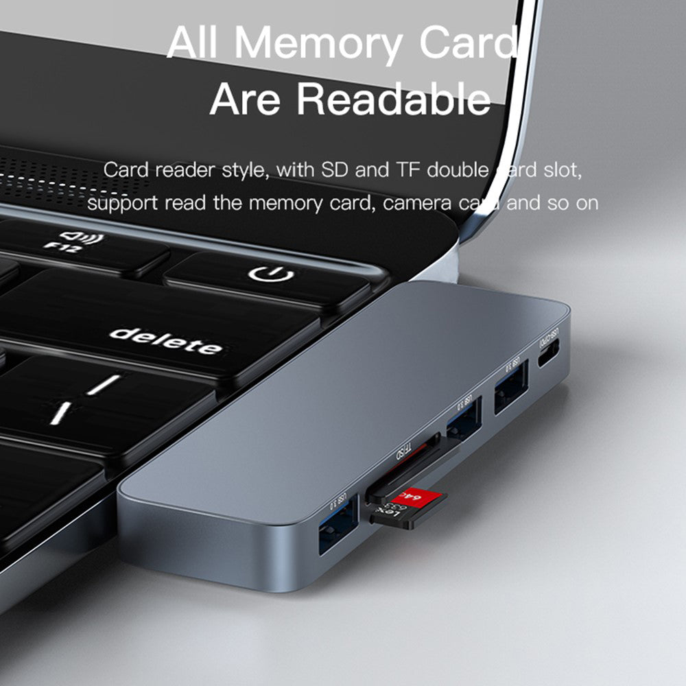 USB-C hub Yesido HB10 pre Apple MacBook Pro / Air, 6v1, Sivý