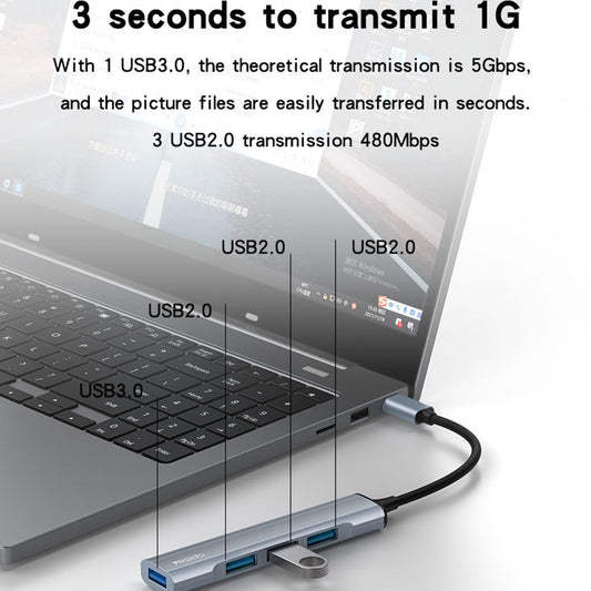 Hub USB-C Yesido HB17, 4v1, Sivý