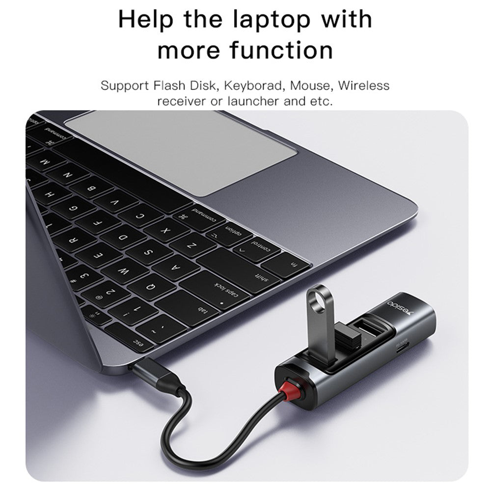 Hub USB-C Yesido HB22, 5v1, Sivý