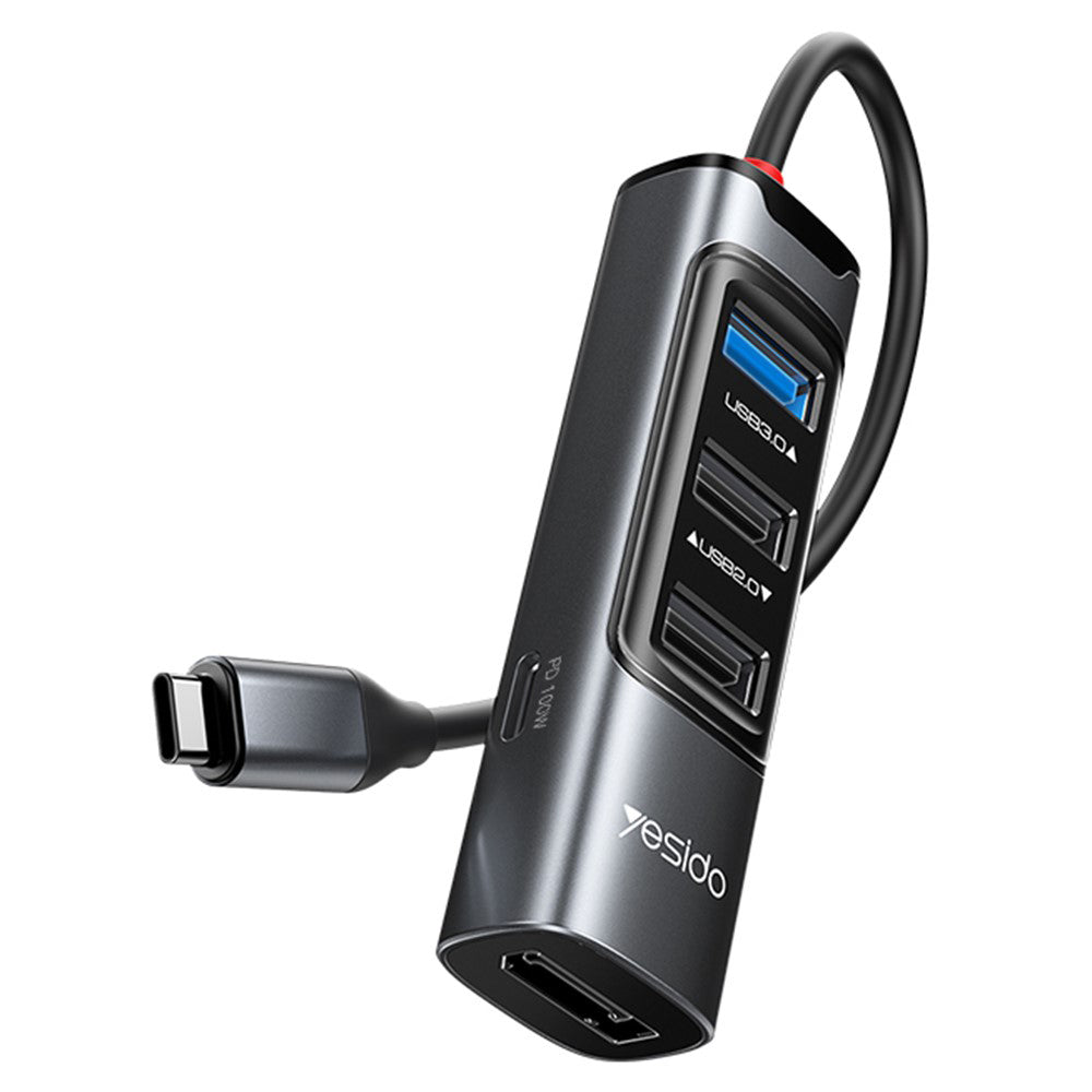 Hub USB-C Yesido HB23, 5v1, Sivý