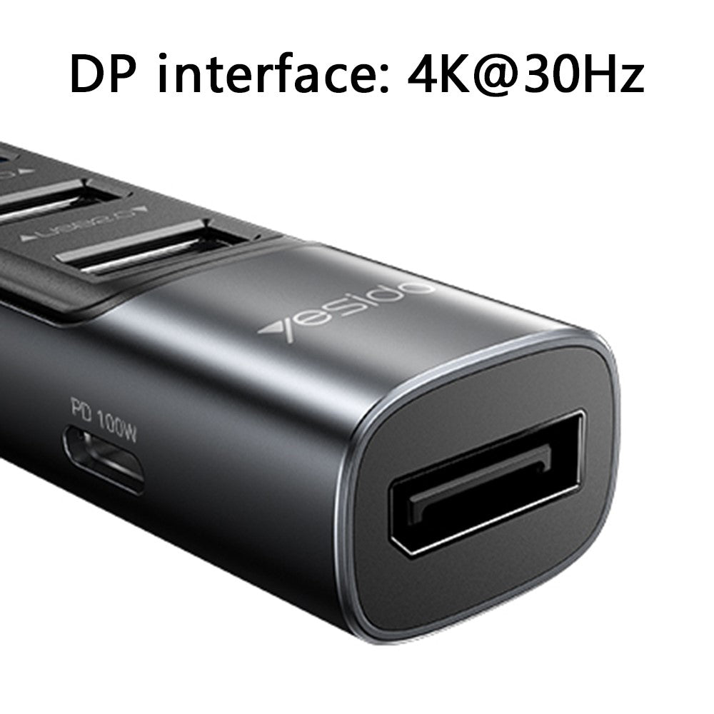 Hub USB-C Yesido HB23, 5v1, Sivý