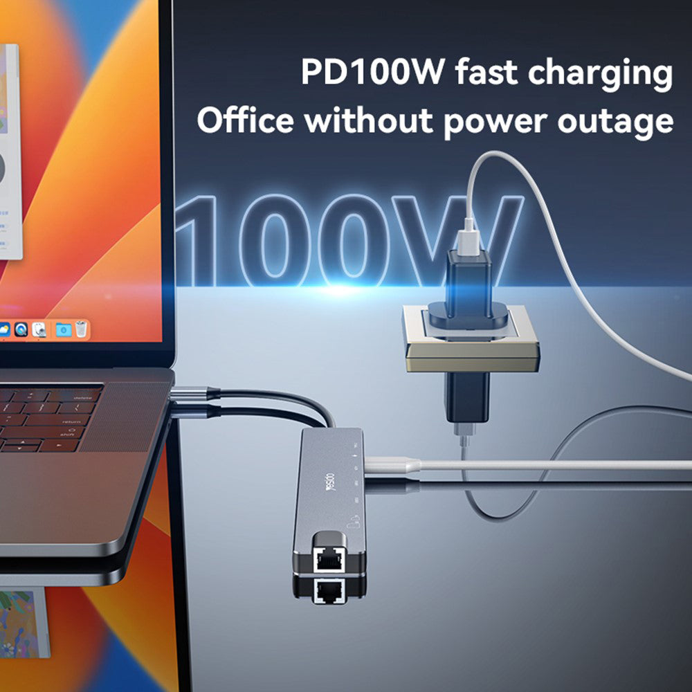 Hub USB-C Yesido HB27, 8v1, Sivý